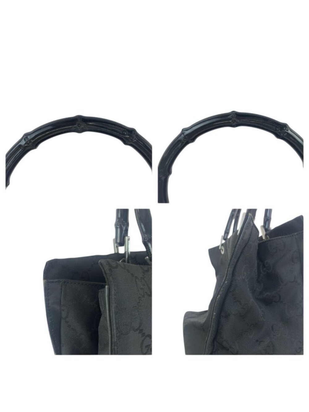 Gucci Bamboo Black Silver Nylon 002 Tote - Picture 5 of 9